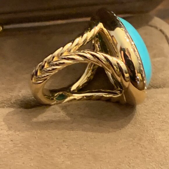 David YurmAlbion® Oval Ring in 18K Yellow Gold with Turquoise and Diamonds - Picture 5 of 11
